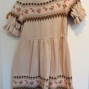 Janie and Jack Cream and Pink Knit Dress